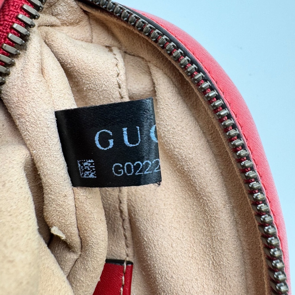 Gucci Marmont Oval Belt Bag Interlocking GG Quilted Leather Red Small 75 cm - Picture 14 of 16
